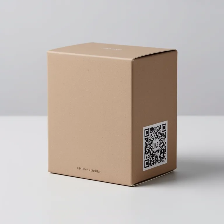 Product packaging box with a QR code label for manuals and warranty information