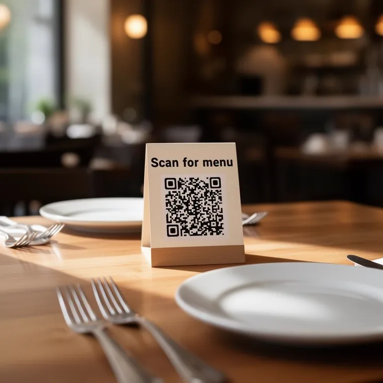 Restaurant menu card with a QR code linking to the always up-to-date digital menu